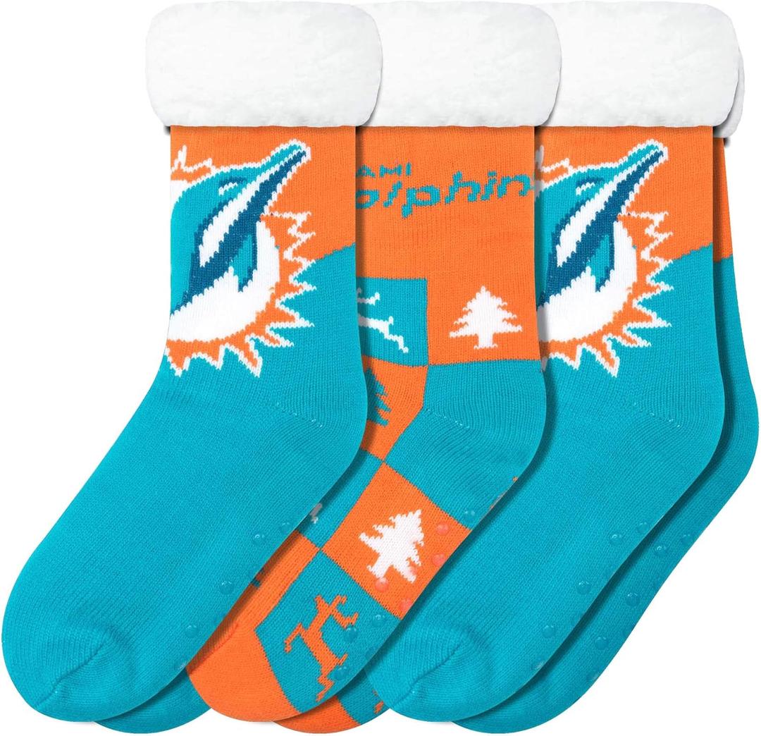 FOCO Women's NFL Team Logo Fan Footy 3-Pack Slipper Socks, One Size