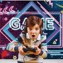 Yongqian 7x5ft Game Night Theme Photography Backdrop Neon Glow Backdrop Birthday Party Decoration Sleepover Prom Gaming Party Decor Photo Studio Props