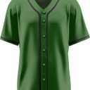 Baseball Jersey for Men,Blank Baseball Jerseys Shirts Short Sleeve Hip Hop Sports Casual Button-Down Uniforms (Green, XXL)