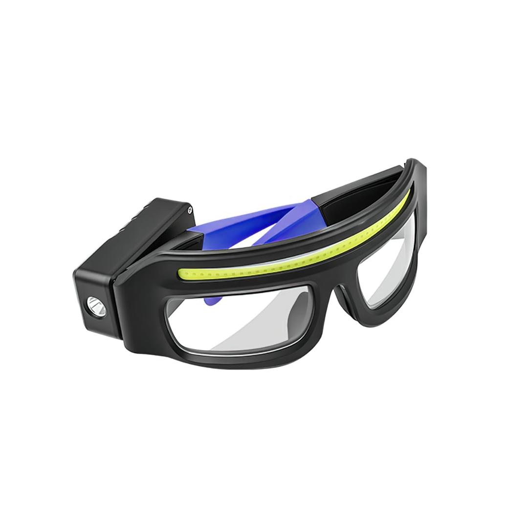 LED Glasses Rechargeable Headlight with Motion Sensor and Touch Control, 5 Modes USB C Lighted Glasses for Night Running,Camping, Fishing, Cycling, Hiking, Hands-Free Lighting (Blue)