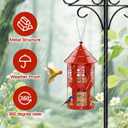 Metal Bird Feeder for Outdoor Hanging, Large Capacity Wild Bird Feeder with Weatherproof Roof & Squirrel-Proof Design, Easy to Fill & Clean, Ideal for Cardinals, Finches, and Blue Jays (Red)