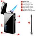 Arc 2 in 1 Jet Flame Torch Lighter - Refillable Butane Electric, USB Rechargeable, Windproof Infinity Lighter for BBQs, Candle, Camping (Frosted Black)