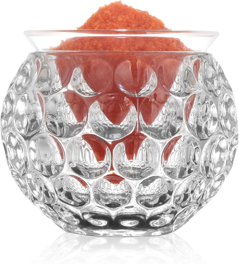 7oz Caviar Server Set Martini Glasses with Textured Circular Indentations Chiller Clear Glass Chilled Bowl for Wine Shrimp Cocktail Serving Dish for Ice Cream Appetizer Salsa