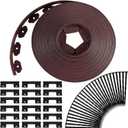 Queekay 148FT 2 Inch Tall Landscape Edging Kit with 70 Spikes 20 Connectors Plastic Garden Landscape Edge Border Flexible Landscaping Edging for Lawn Garden Yard Flower Bed(Brown,2 Inch)