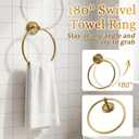 6 Pcs Antique Brass Gold Bathroom Accessories Set 15.7"-26.7" Solid Brass Towel Bar, Towel Ring, Toilet Paper Holder, Robe Hook, Wall Mounted Vintage Bath Hardware Fixture Set