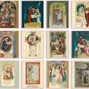 2 x 12Pcs Christmas Wall Art Prints Vintage Aesthetic Art Posters Jesus Holy Night Xmas Pictures Room Decor for Winter Gallery Living Room Bathroom Wall Decor (UNFRAMED, 8 x 10inch)