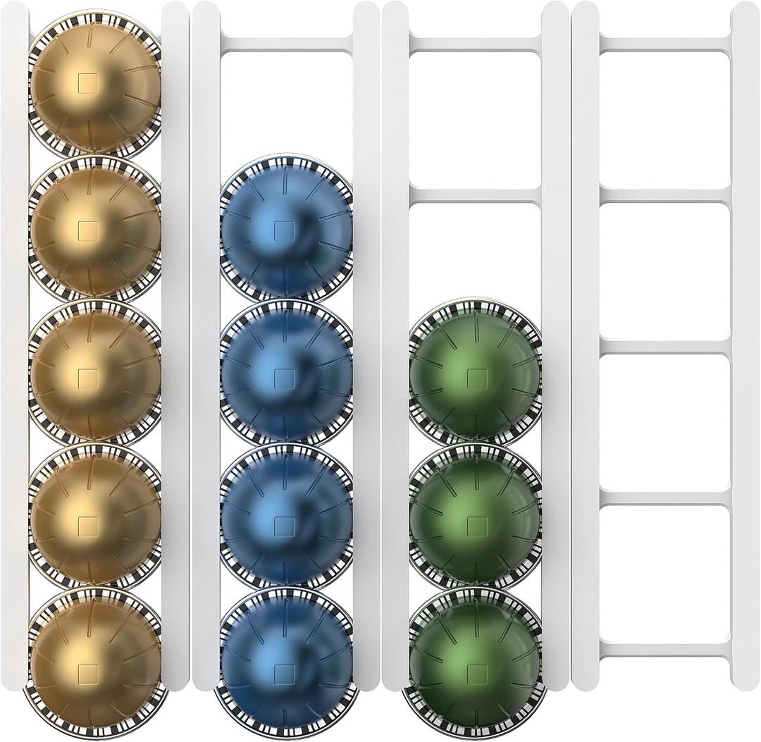 Magnetic Coffee Pod Holder for Nespresso VertuoLine Capsules - Holds 20 Capsules, Coffee Capsule Organizer for Refrigerator - Strong Magnet Mount for Easy Access and Space Saving (Magnetic, White)
