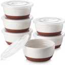 DOWAN 4 oz Ramekins with Lids Oven Safe for Creme Brulee Souffle, Porcelain Ramekins for Baking, Small Bowls Set of 6, Glaze with Specks