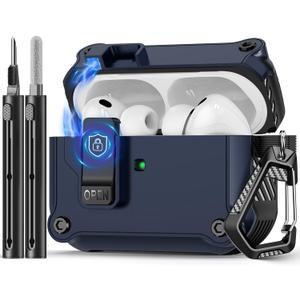 Compatible with AirPods Pro 3 Case,Magnetic Automatic Lock with Cleaning Kit,Compatible with Magsafe Cover-Blue