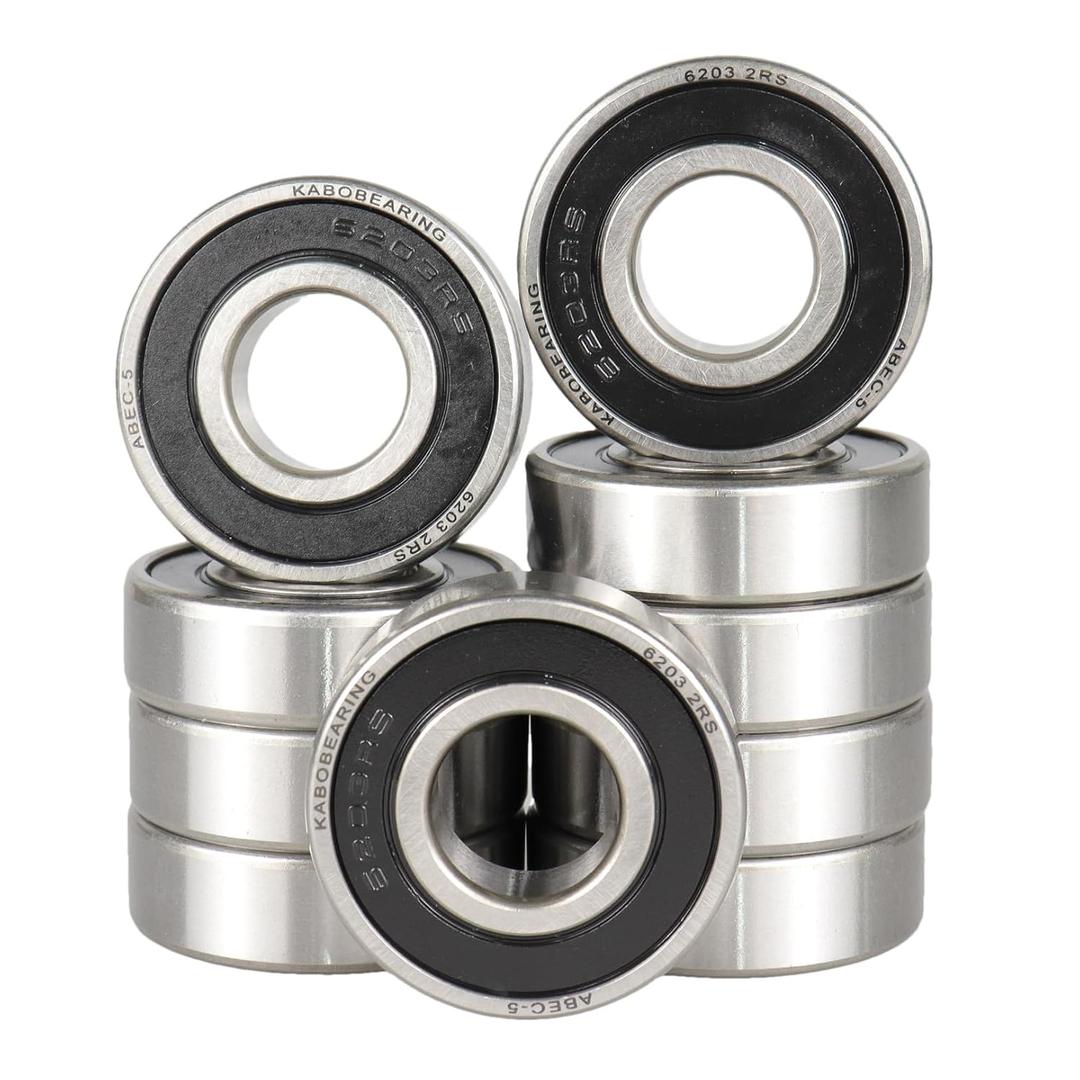 6203-2RS Double Rubber Seal Bearings 17x40x12mm, ABEC-5 Z3V3 High Speed Pre-Lubricated Deep Groove Ball Bearings,C3 Clearance(Pack of 10Pcs)
