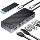 ORICO 8-in-1 USB C Docking Station with M.2 SSD Enclosure, USB-C Hub Fits M.2 NVMe/SATA SSD, 10Gbps, 4K@60Hz HDMI, 100W PD, Ethernet - OM28PR