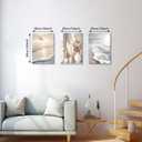 3 Pcs Beach Seaside Wall Art for Bedroom, Modern Beige Reeds Botanical Wall Picture Aesthetic Nature Coastal Sunset Landscape Wall Painting Poster Art Prints for Bedroom Office Home Decor 12"x16"x3Pcs, 16"x24"x3Pcs