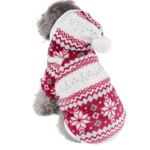 Mogoko Dog Cat Christmas Fleece Jacket with Hood, Puppy Pet Warm Sweater Coat for Xmas/Winter Cold Weather(S Size)