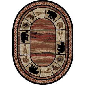 Mayberry Rug Rustic Lodge Bear Cabin Multi 5'3"x7'3" Oval Area Rug