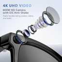 EarlySincere 2026 Ai Smart Glasses for Men Women, 8mp 4k Hd Camera Glasses, 410mah Battery, Supports Photo/Video/Audio Recording, Ai Voice Control, Ai Glasses with Bluetooth Calling(Sunglasses)