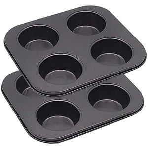 4 Cup Muffin Pan 2 Pcs (8.5 X 7.48 Inch) Air Fryer Small Oven Cupcake Baking Pan Non Stick No Toxic Bakeware