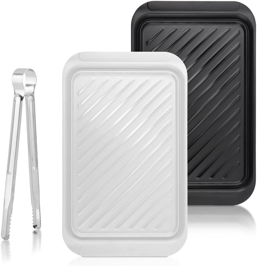2PCS Grilling Prep and Serve Trays,BBQ Platter for Ra-w Meat Marinating and Finished Cooked Food,Melamine Serving Trays for Marinating, Serving & Chopping,for Outdoor Party