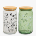 Forever Friends Soda Can Glass Sipper Clear w/ Dogs (Without Straw)