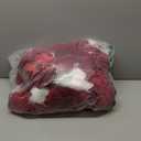 Thyle 10 Pcs Christmas Burgundy Red Velvet Chair Sashes 6 x 108 Inch Large Red Bows Chair Cover with White Fluff Decoration for Xmas Wedding Event Holiday Banquet Party