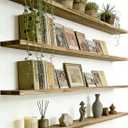 48 Inch Rustic Wood Floating Shelves Farmhouse Wooden Wall Shelves for Bathroom Bedroom Living Room Kitchen Office Set of 4 Light Brown