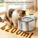 PartsBling Stainless Steel Cat Water Fountain, Cordless & Battery Operated 4.2L/142oz, Ultra Quiet 20dB, 5000mAh Rechargeable, Wireless Pet Fountain for Cats & Dogs, Includes 4 Filters, White