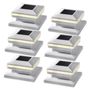 MAGGIFT 6 Pack Post Lights, Outdoor Cap for Fence Deck Patio, Solar Powered, Warm White High Brightness SMD LED Decorative Lighting, Lamp Fits 4x4, 5x5 or 6x6 Wooden, White