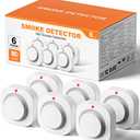 Smoke Alarm Fire Detector,Battery Operated Photoelectric Smoke Detector with Test Button and Low Battery Warning, Fire Alarms Smoke Detectors for Home, 6 Pack
