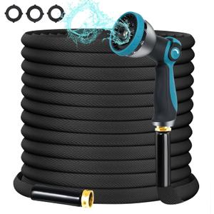 Garden Hose 100FT, Non-Expanding Hose Sturdy & Lightweight Water Hose, No-Kink, Tough & Flexible Hose, Crush-Proof for Yard, Lawn, Outdoor, Car Wash, Marine and Camper