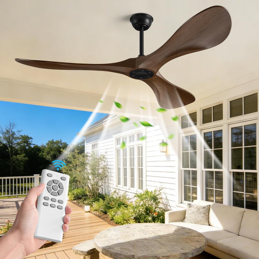 60 in Ceiling Fan of 7400+CFM High Airflow with Mute Remote Control,Ceiling Fan no light for Indoor/Outdoor Patios.6 Speed Noiseless Reversible DC Motor,Easy to Install with Timer for Living Room