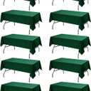 10-Pack Hunter Green Tablecloths for Rectangle Tables, 60 x 102 Inches, Stain-Resistant Polyester Fabric for 6 Foot Tables - Washable Table Covers for Weddings, Birthday Parties, Events