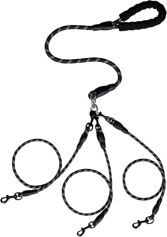 3 Dog Leash，360 ° Rotating Anti Entanglement Dog Leash, Suitable for Carrying Multiple Beloved Dogs for Travel