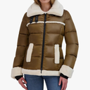 Laundry by Shelli Segal Women's Satin Puffer Jacket with Faux Fur Trim XXL