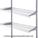 Wonderjune Adjustable Locking Shelf Bracket 16 Inch Shelf Brackets Heavy Duty Wire Shelving Brackets for Deep Wire Shelving Double Track System(Gray,6 Pcs)