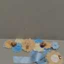 SUSSURRO Teddy Bear Maternity Sash Mummy to Be Daddy to Be Corsage Pin Set Blue Flower Baby Shower Sash Belly Belt for Gender Reveal Bear Baby Shower Decorations