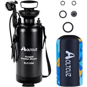 8L Portable Shower, 45 PSI, Pet Brush & ON/Off Spray Head