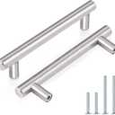 Probrico 10 Pack Euro Style T Bar Cabinet Pulls Stainless Steel Kitchen Handles Dresser Handles Brushed Nickel 3-3/4 Hole Center,6 Inch Overall Length