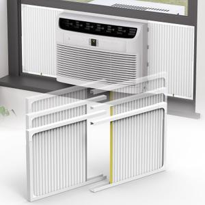 Window AC Side Panel with Frame, Adjustable Air Conditioner Side Panels for Window Units of 5,000~14,000 Btu, Extra Wide Window Air Conditioner Side Panels Kit, Pack of 2