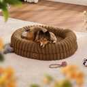 ChiXnuggle Orthopedic Dog Bed, Washable Cover, Faux Fur Bolster Pet Couch | Waterproof, Egg Crate Foam, Non-Slip Bottom,for Small Medium Dogs, Brown,30*24*7, Dog Sofa, Puppy Bed