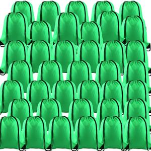 KUUQA 40Pcs Green Drawstring Backpack Bag Bulk Sack Drawstring Bags Bulk String Bags Storage Bags for Sport Gym Traveling