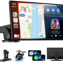Wireless CarPlay Screen for Car, 9 Inch Portable Touchscreen for Apple CarPlay & Android Auto, Plug & Play, OTA Updates, Backup Camera & Screen Mirroring, Voice Control, GPS, Bluetooth 5.0, FM/AUX