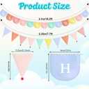 Tegeme 2 Pack Pre-Strung Happy Birthday Pennant Banner, Pastel Scallop Garland Rainbow Triangle Fabric Bunting with Pom Pom for Happy Birthday Party Decorations