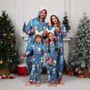 VNVNE Matching Christmas Onesie Pajamas for Women/Men/Couples/Family, Xmas Holiday Long Sleeve One-Piece Adults Pjs Sleepwear (Blue)