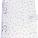 A5 Binder Cover 6-Ring PVC Floral A5 Planner Cover Notebook Binder Refillable Notebook Shell (6.7x9.2) for Round-Ring Planner Pages (Inner Paper Not Included) (Daisy-Purple)