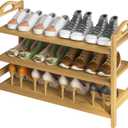 UDEAR Bamboo Shoe Rack 3-Tier Shoe Storage Organizer Entryway Shoe Shelf
