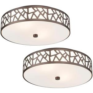 VICNIE 2 PK Flush Mount Ceiling Light Fixture, 12 Inch Ceiling Light Fixtures with Frosted Glass Shade, 2 - Bulb Oil Rubbed Bronze Light Fixtures Ceiling Mount for Bedroom, Hallway, Kitchen, Bathroom