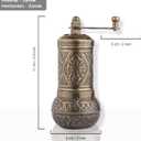 Handmade Decorative Black Pepper Grinder, Refillable Turkish Spice Mill Manual Pepper Mill with Handle, Spice Grinder Metal with Hand Crank 11 cm-4.3 inch (Mat Gold)