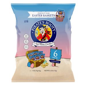 Pirate's Booty Aged White Cheddar Cheese Puffs, Gluten-Free, Kids Snacks, Easter Snack, 1oz (6ct), Best By:09/01/25