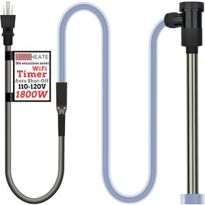 Immersion Water Heater 2000W Portable Hot Tub & Pool Submersible Electric Water Heater with Temp Control & Wifi Timer for AboveGround Pool Bathtub,Baptistry, Inflatable Pool, Sap & Bathtub