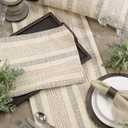 Saro Lifestyle Striped Woven Table Runner, 16"x72", Ivory