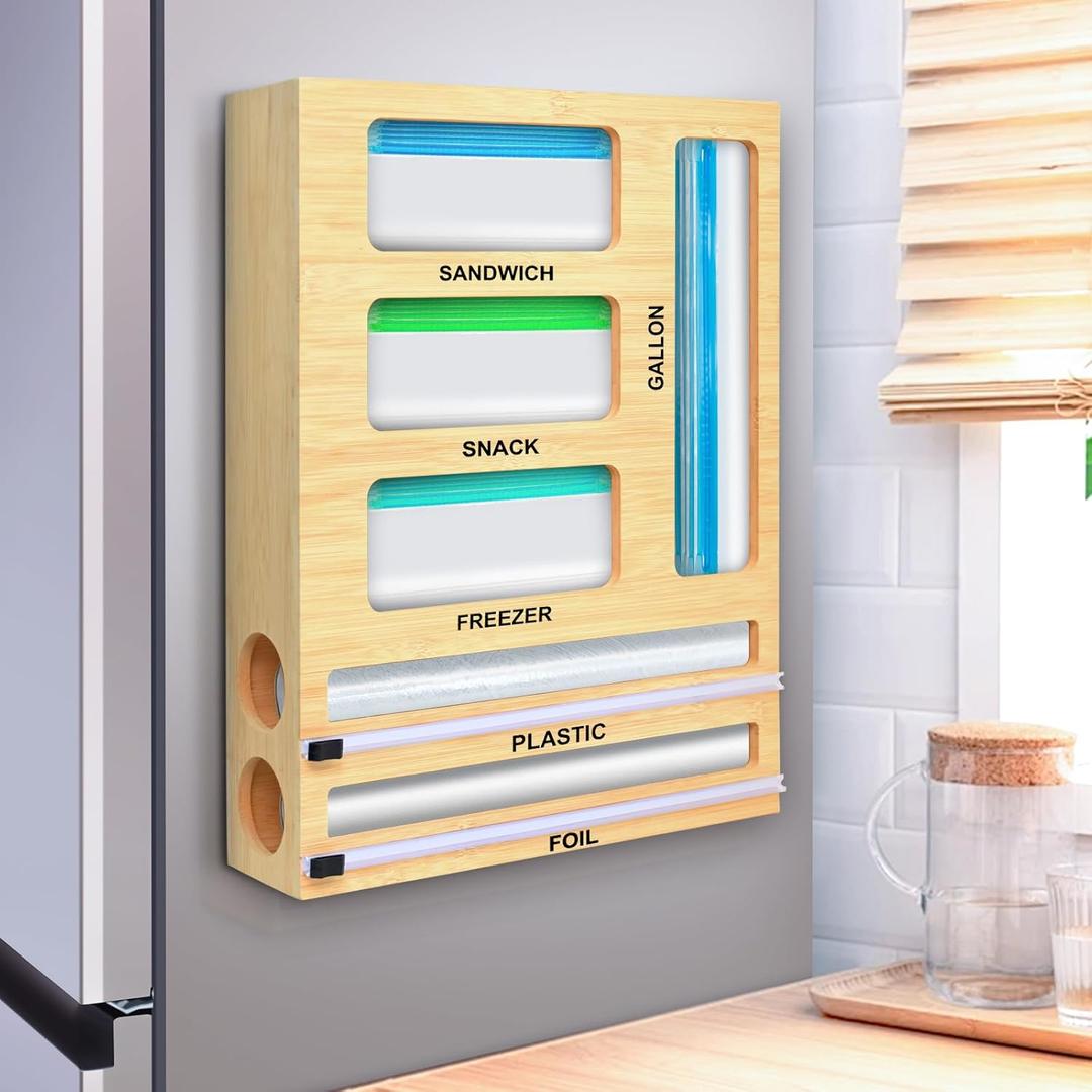 MSJGA Magnetic Food Bag Storage Organizer for Drawer or Refrigerator, Compatible with Gallon,Quart, Sandwich, Snack & Variety Size Bags